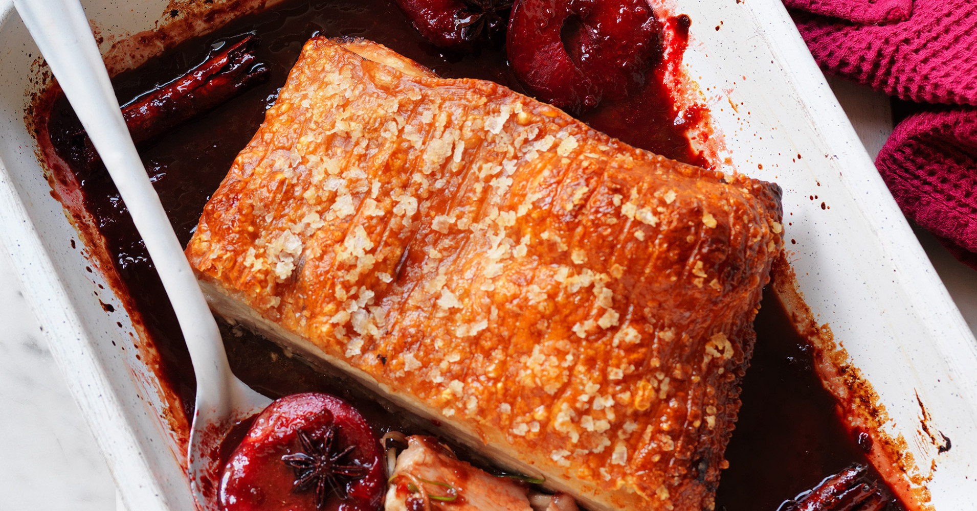 Sticky Asian Pork Belly with Plums Recipe | myfoodbook